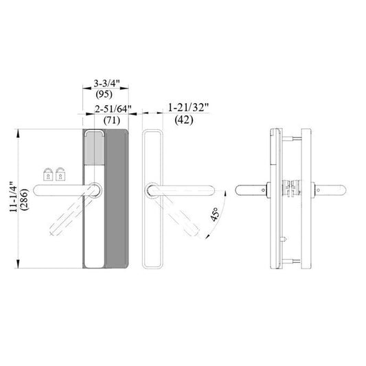Salto XS4 One handle set EM750DL IP55 to suit aluminium doors